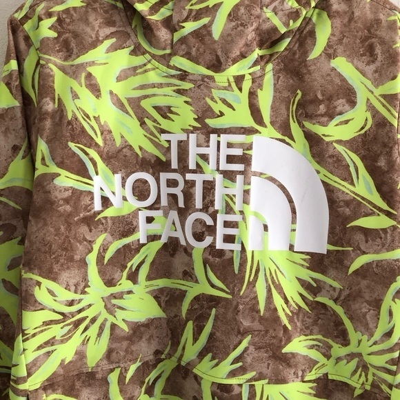 The North Face Hoodie Tekno Utility Brown Neon Prairie Paint Brush Print Large - Picture 8 of 13